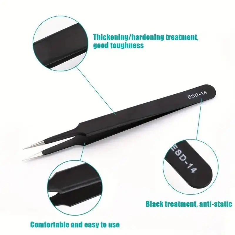6pcs Precision Long Tweezers S - Electronics Repair Tools reseña y precio