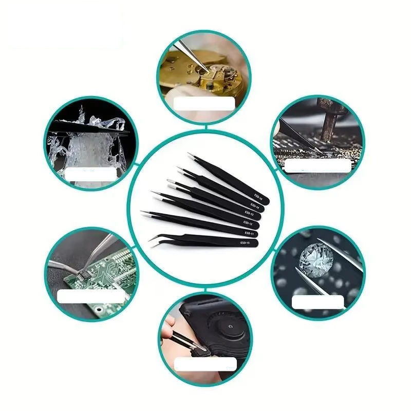 6pcs Precision Long Tweezers S - Electronics Repair Tools reseña y precio