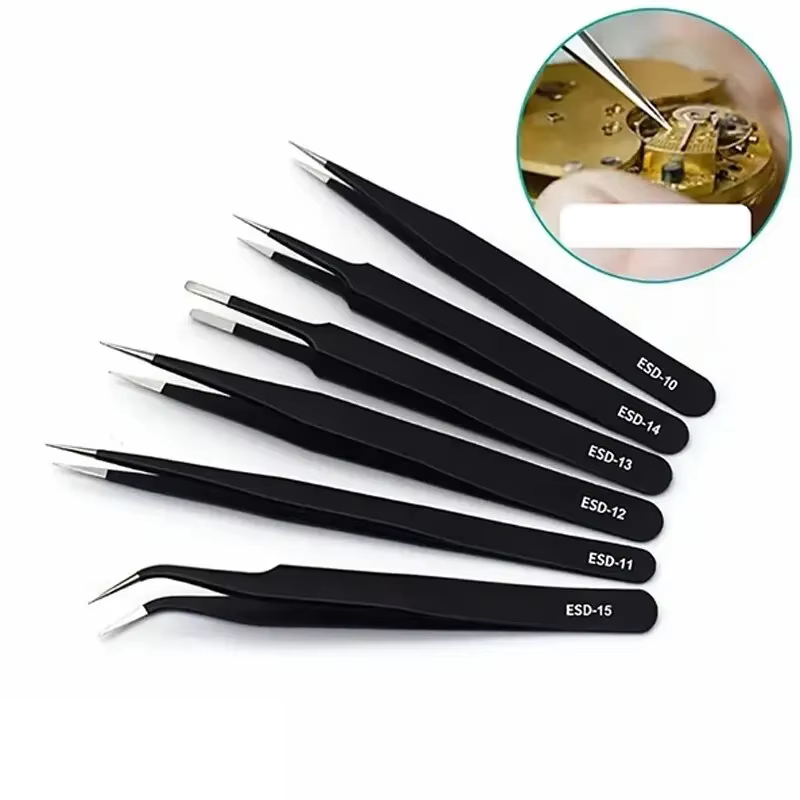 6pcs Precision Long Tweezers S - Electronics Repair Tools reseña y precio