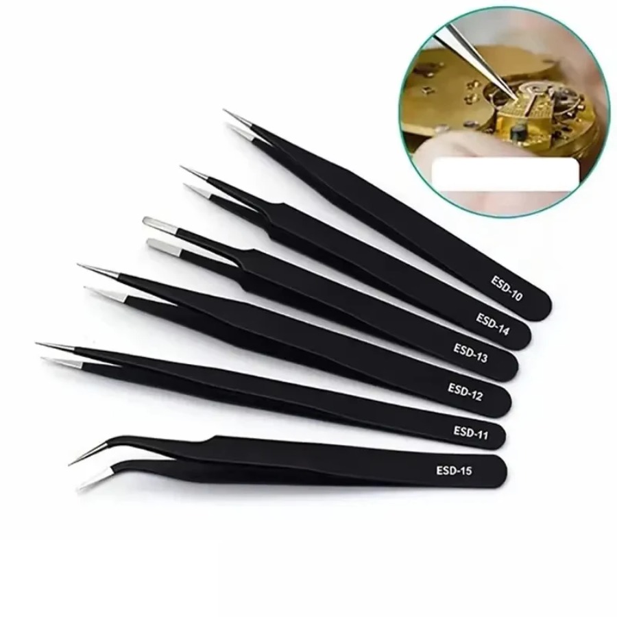 6pcs Precision Long Tweezers S - Electronics Repair Tools reseña y precio